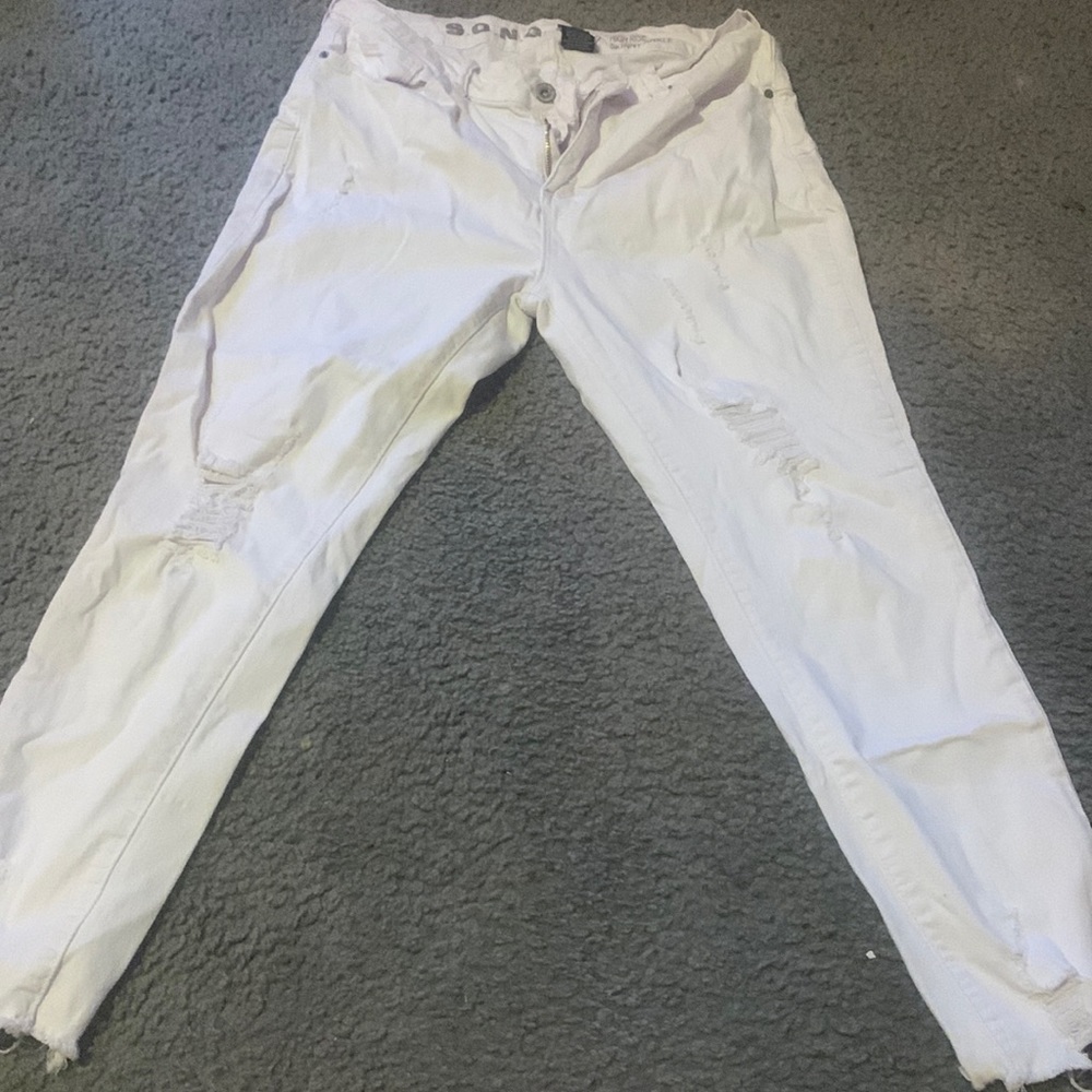 White ripped jeans